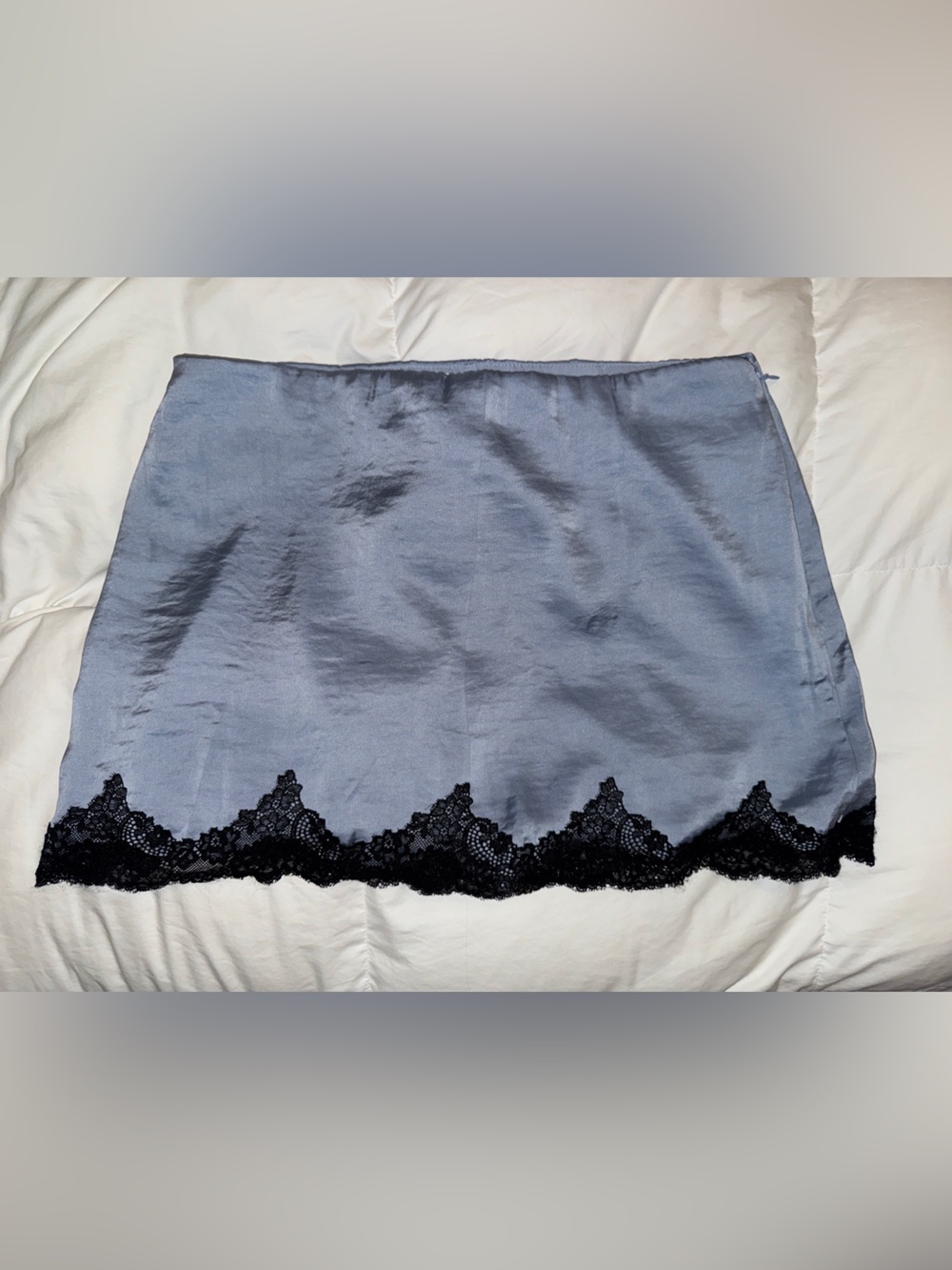 Abercrombie & Fitch Blue Slip Skirt with Black Lace Trim